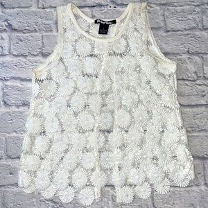 Planet Gold Y2K 90s Retro Floral Crochet Lace Open Back Retro See Through Top